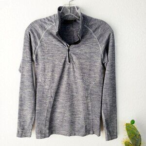Alphalete Long Sleeve Seamless 1/4 Zip Top Heathered Gray size S Athleisure Gym